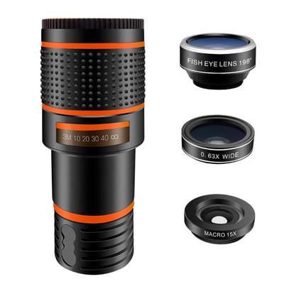 4 in 1 Clip on 12X Telephoto Lens Wide Angle Macro Fisheye L