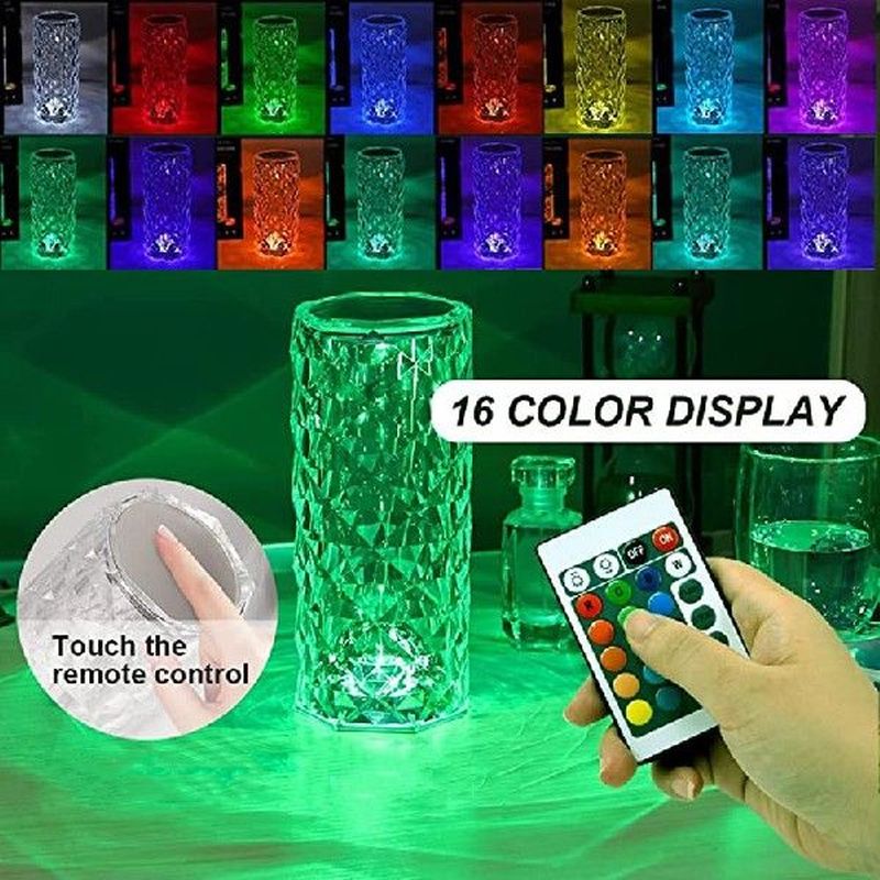 Crystal Table Lamp Rose Light Touch Discolor Desktop Project