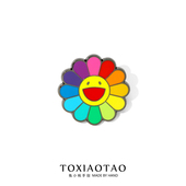 彩虹微笑太阳花胸针可爱卡通金属别针个性 书包徽章六一礼物配饰品