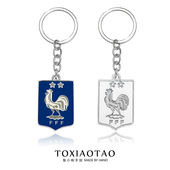 高卢雄鸡法国足球队周边钥匙扣欧冠杯球迷纪念挂件金属包包配饰品