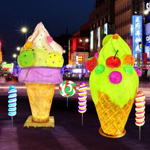 户外冰淇淋模型奶酪凳装饰商场甜品店展示灯箱玻璃钢甜筒广告摆件