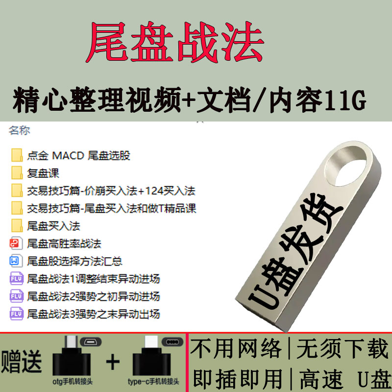 炒股实战教学U盘尾盘战法课程股票训练视频教程尾盘买入法优盘
