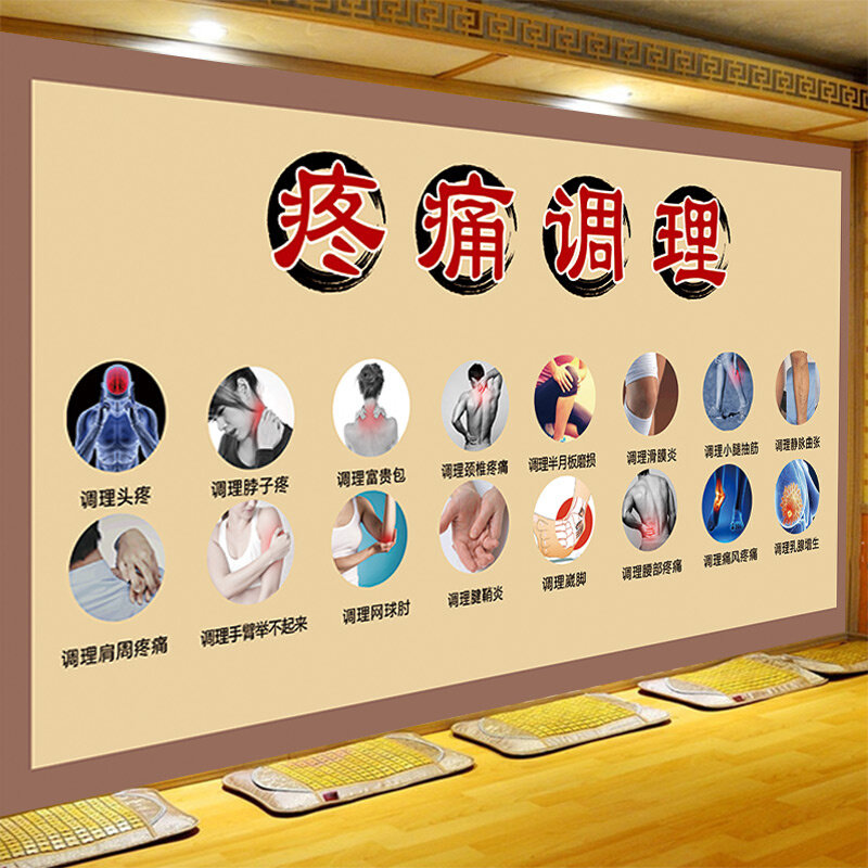 定制疼痛调理墙纸中医馆养生理疗项目简介背景墙壁画装饰壁纸议价