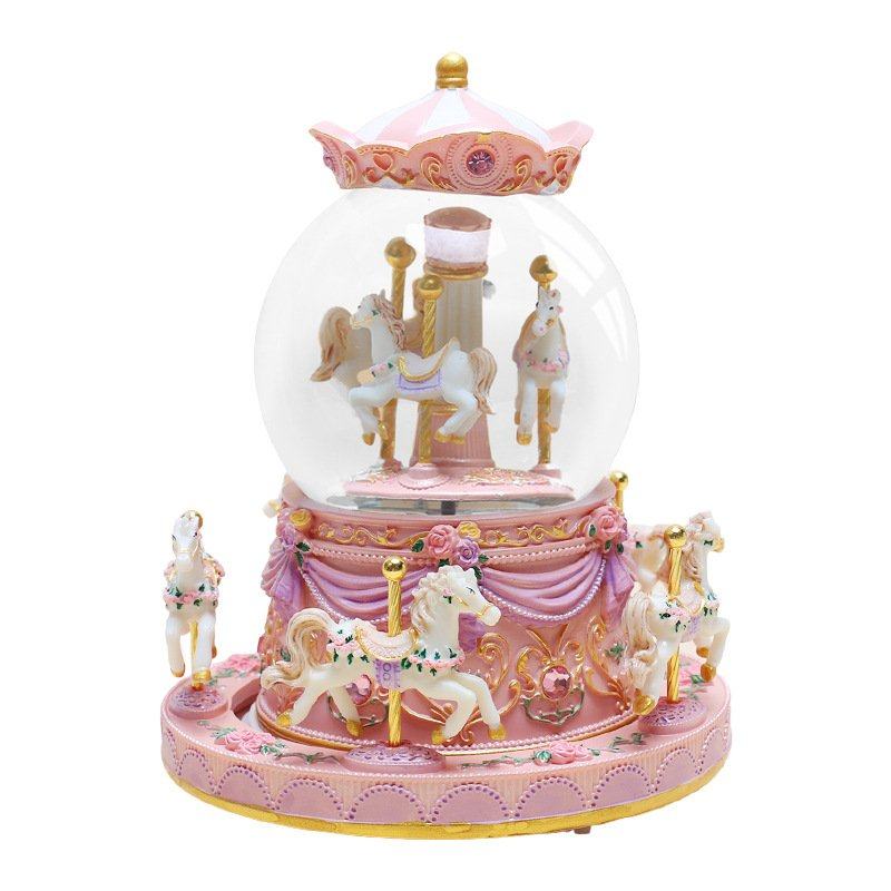 水晶球音乐八音盒女孩公主儿童生日礼物过年玻璃球可旋转木马摆件,家居饰品,音乐盒,淘宝优惠券,粉丝福利购,淘宝优惠卷