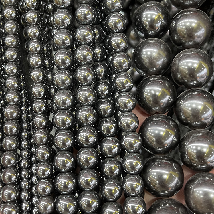天然黑胆石圆形散珠子