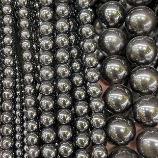 天然黑胆石赤铁矿2-20mm圆珠半成品散珠 手链项链串珠diy饰品配件