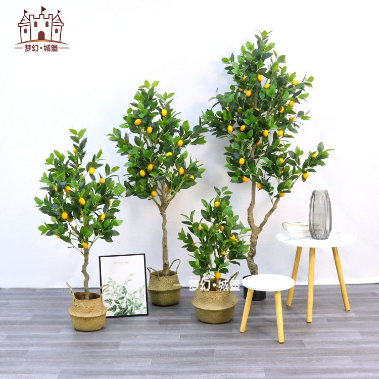仿真柠檬树绿植盆栽室内水果盆景北欧风落地摆件装饰假树植物