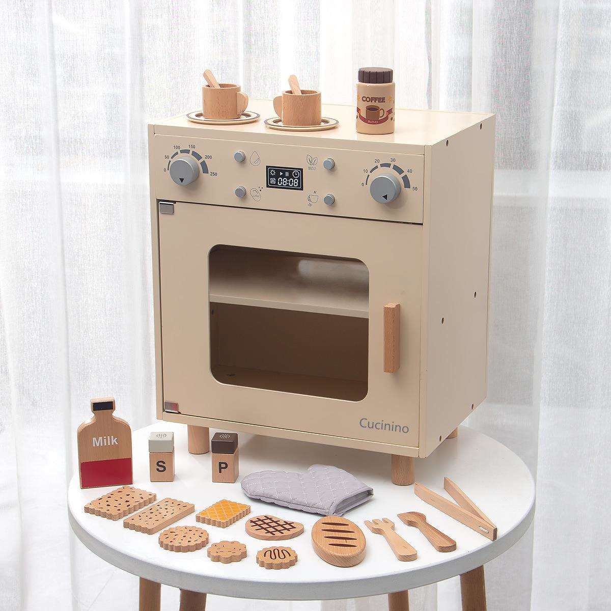 儿童仿真过家家大号木质烤炉烘焙微波炉烤箱益智餐厨房小家电玩具