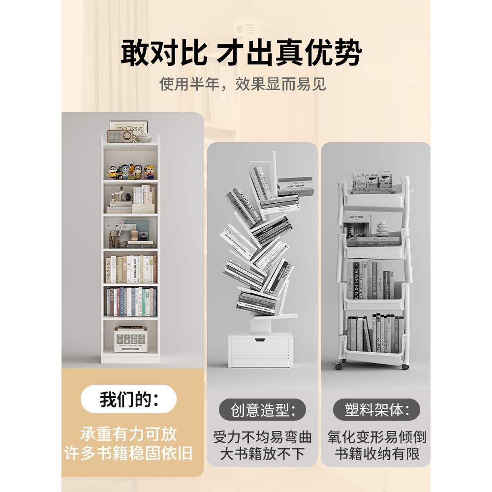 书架置物架落地简易家用多层客厅柜子储物柜窄缝小书柜靠墙边金小