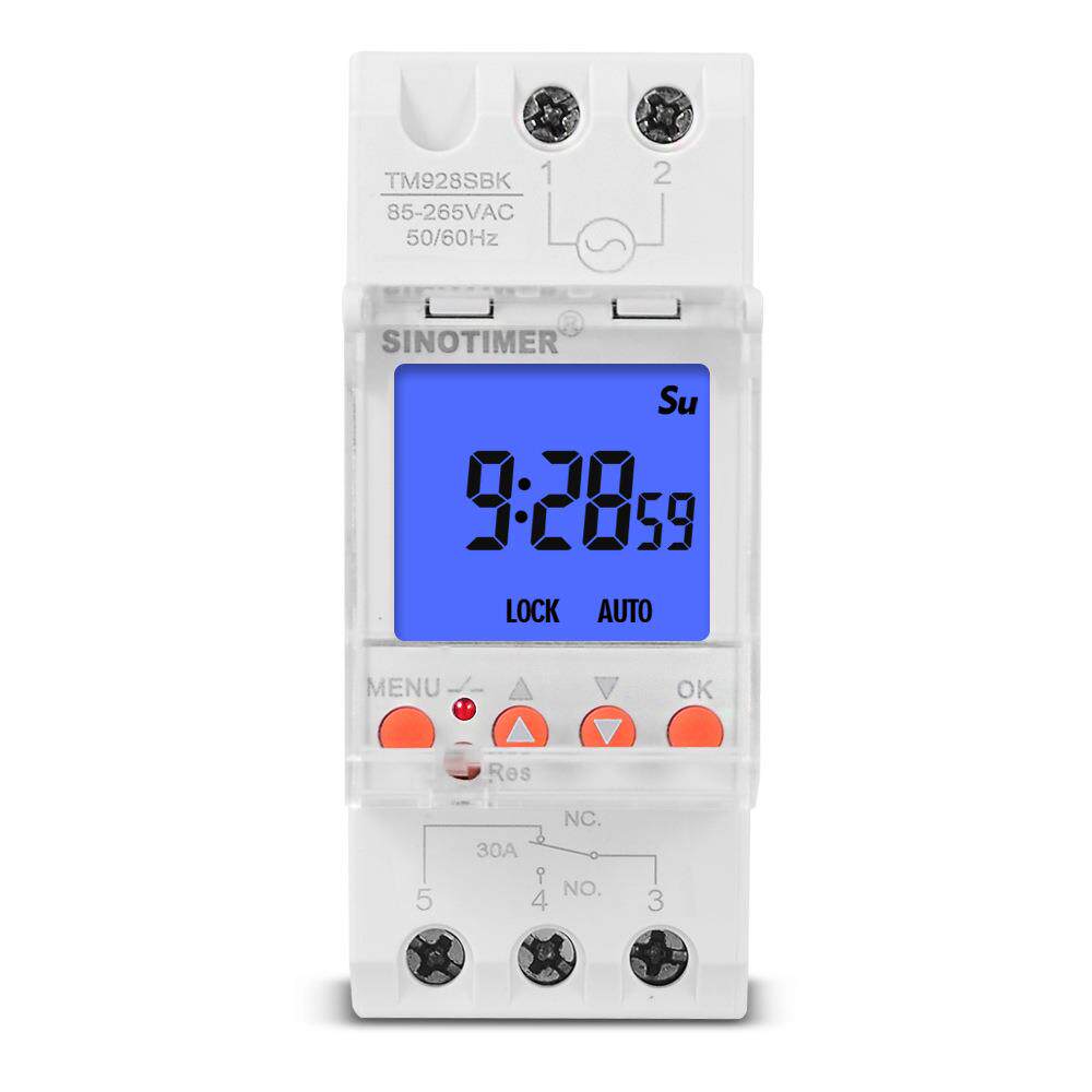 TM928SBKL秒控大屏显示可换电池导轨定时器开关背光-85-265V30A