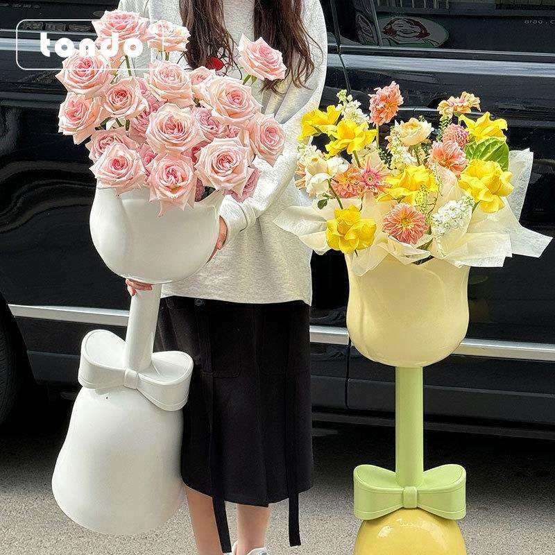 唐德520情人节霸道总裁奶油风落地摆件玫瑰收纳花瓶求婚开业花礼