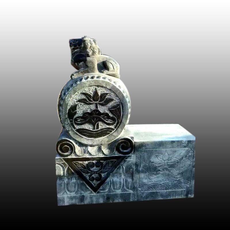 石雕貔貅花岗岩抱鼓门墩一对别墅庭院抱鼓石晚霞红麒麟门口摆件