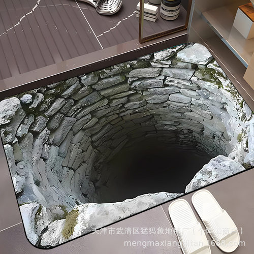 3D视觉硅藻泥地垫浴室洗手间吸水防滑脚垫玄关装饰地垫易清理地垫