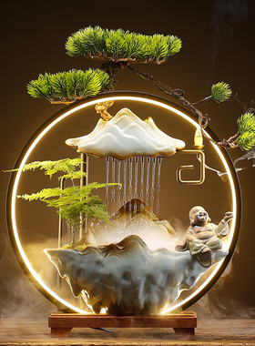 招财流水喷泉摆件创意办公室桌面家居循环水吧台乔迁新居开业礼品