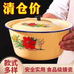 5个装老式搪瓷盆瓷盆带盖子猪油罐老式陶瓷盆猪油盆家用带盖子搪