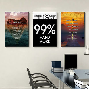 励志激励英文标语装饰画办公会议室企业文化挂画外企外贸公司壁画
