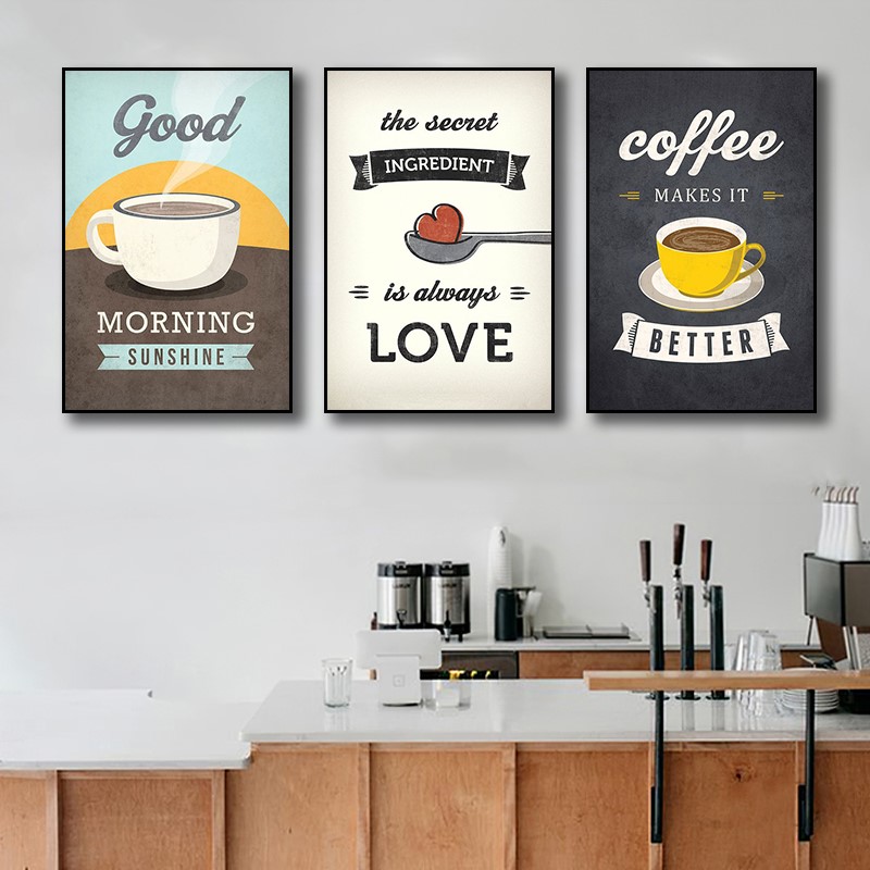 简约风咖啡厅装饰画个性创意茶杯壁画西餐厅墙面挂画奶茶店甜品店