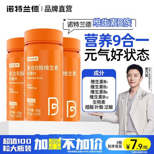 诺特兰德维生素b族复合多种维生素c咀嚼片vc官方正品含维生素b6b1