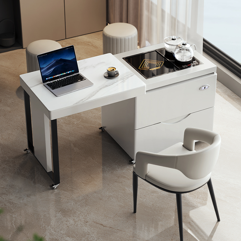 移动茶台伸缩升降岩板茶桌轻奢现代高级感高端客厅家用阳台泡茶桌