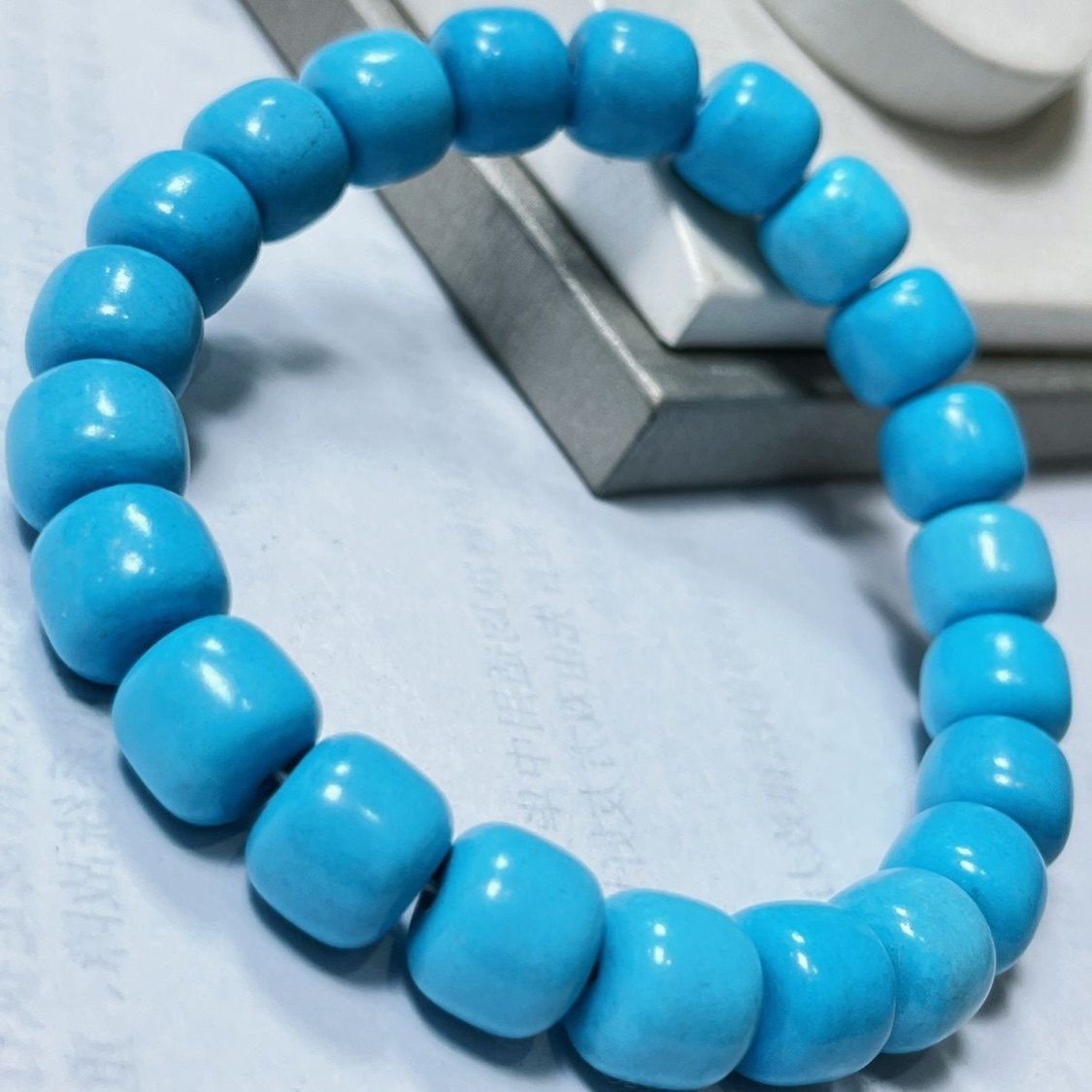 호북 천연 원시 미네랄 높은 도자기 청록색 구식 배럴 구슬 팔찌 남성과 여성을위한 장난감 단일 원형 팔찌 팔찌 변색