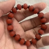 纯天然云南保山南红玛瑙面包珠老型珠古董收藏玉石项链手串配饰