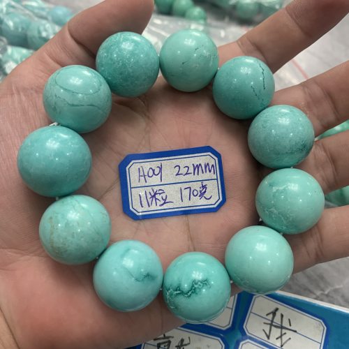 天然原矿绿松石手串圆珠老型男女