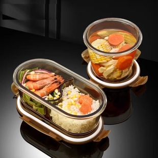 玻璃饭盒微波炉专用上班族玻璃饭盒可微波炉加热学生带饭玻璃碗