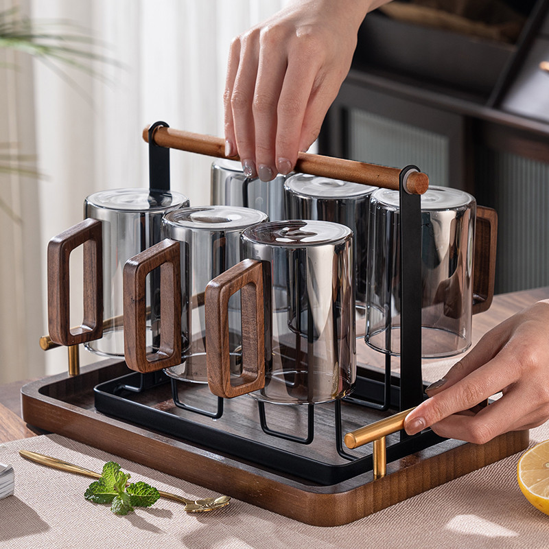 玻璃杯家用耐高温待客泡茶杯高档绿茶杯水杯套装个人喝水杯子