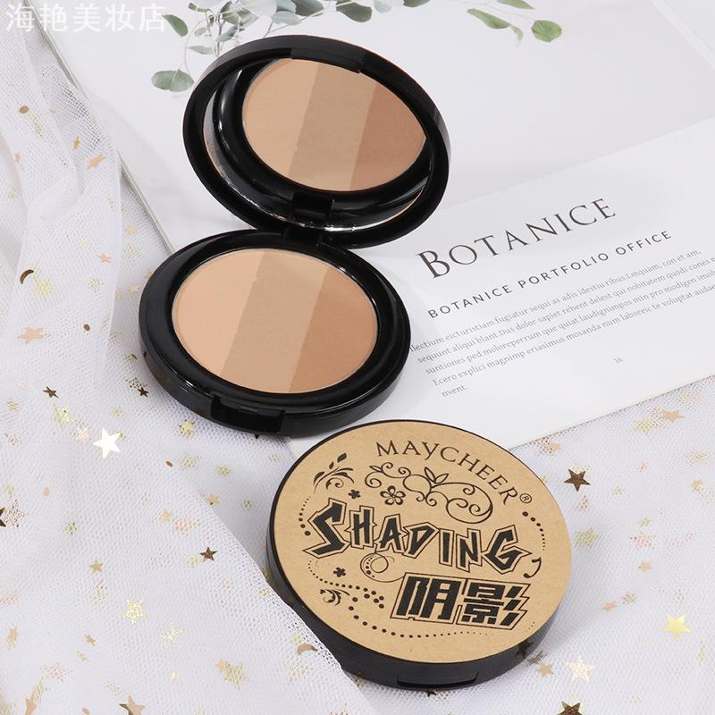 美茜儿三色修容粉发际线阴影鼻影侧影提亮高光一体多功能修容盘女