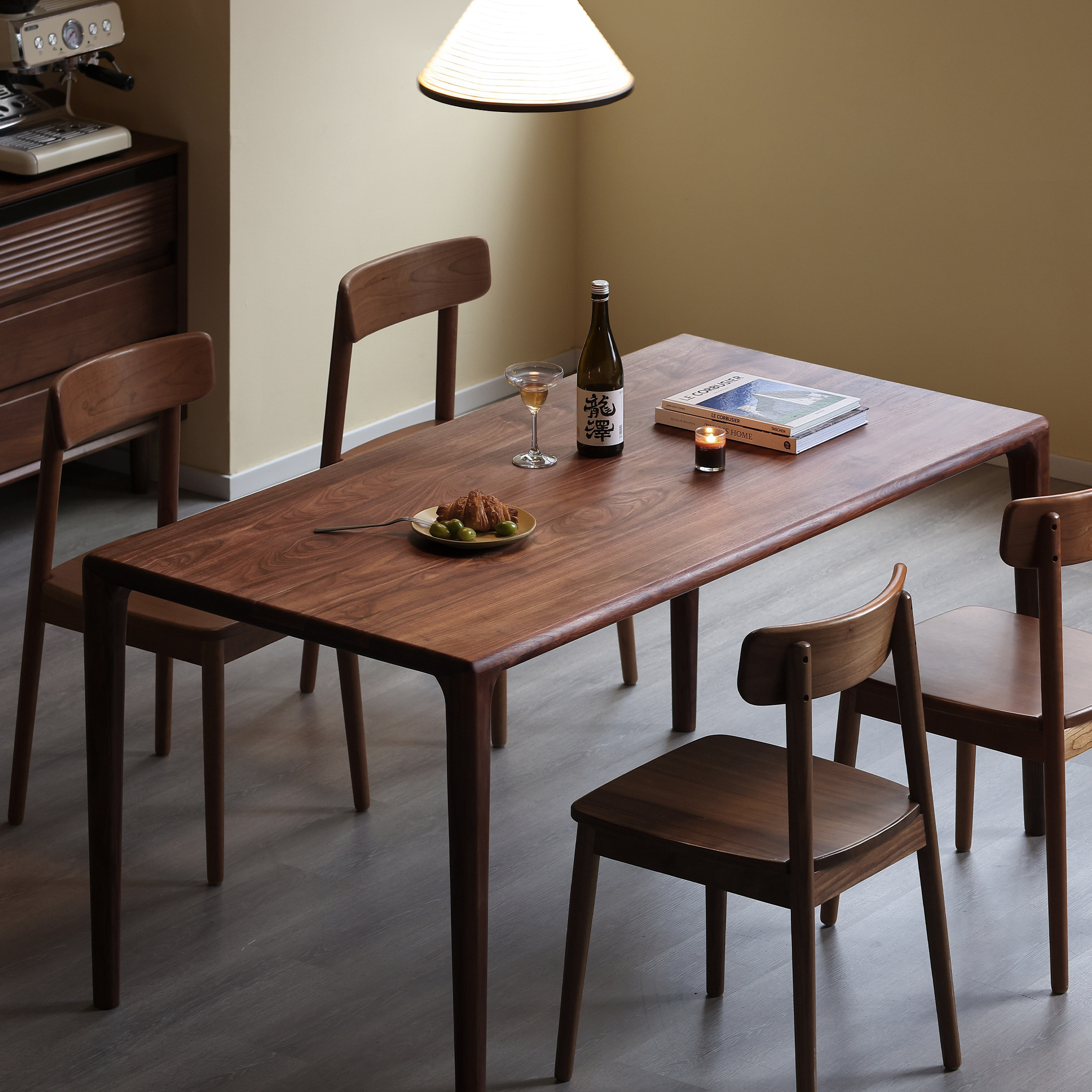 黑胡桃之家黑胡桃木餐桌长方形桌