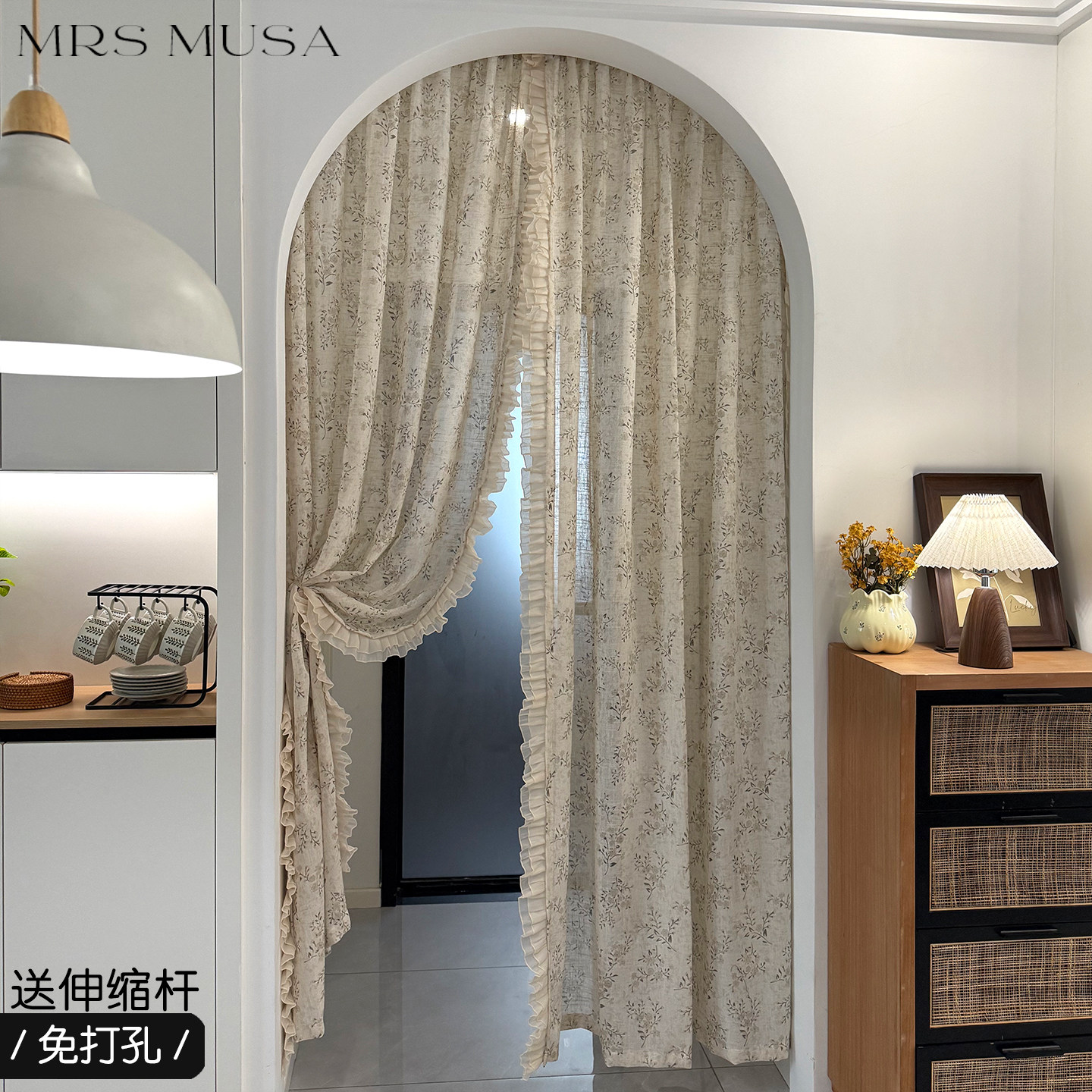 慕纱夫人复古文艺风门帘棉麻印花唯美纱帘卧室装饰氛围玄关隔断帘,居家布艺,门帘,淘宝优惠券,粉丝福利购,淘宝优惠卷