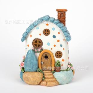 花园卡通装饰小房子太阳能灯阳台微观造景创意家居小夜灯树脂摆件