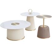 创意圆形简约茶桌设计师奶油风小茶桌 风格 意式 轻奢茶几后现代港式