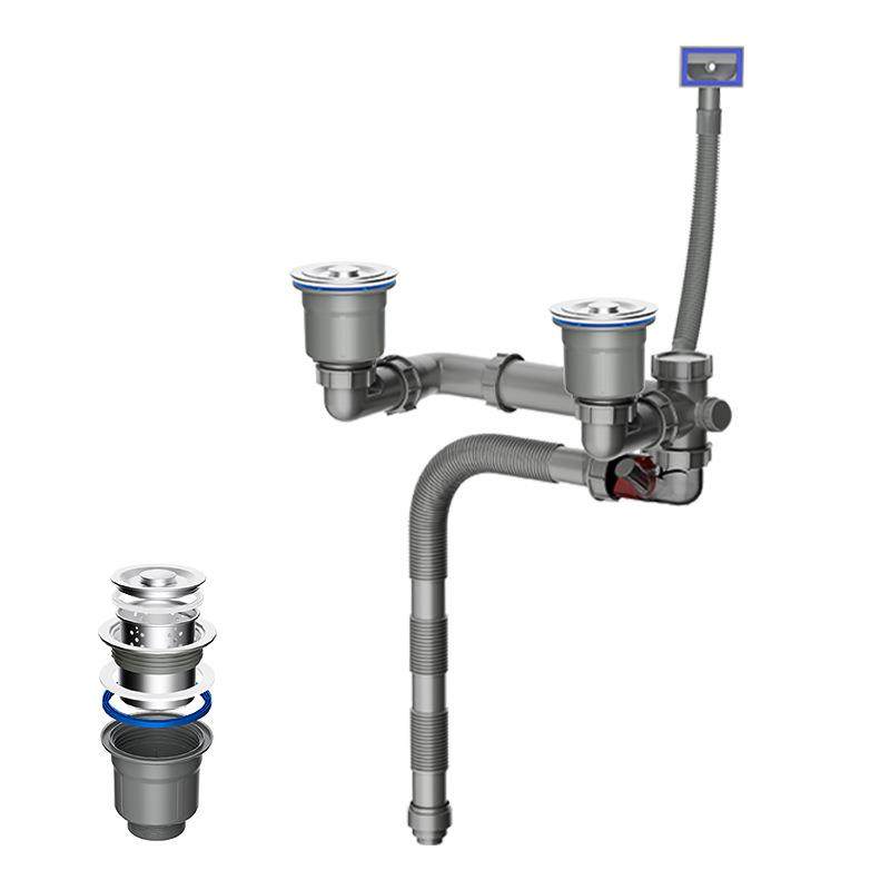 厨房洗碗下水器后置双槽配件可伸缩排水管防臭防溢水套装通用,家装主材,下水器,淘宝优惠券,粉丝福利购,淘宝优惠卷