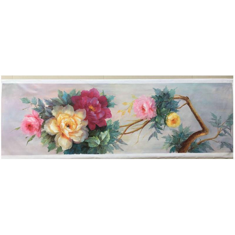 四联印象牡丹花手绘油画客厅室内沙发背景墙挂画立体手绘