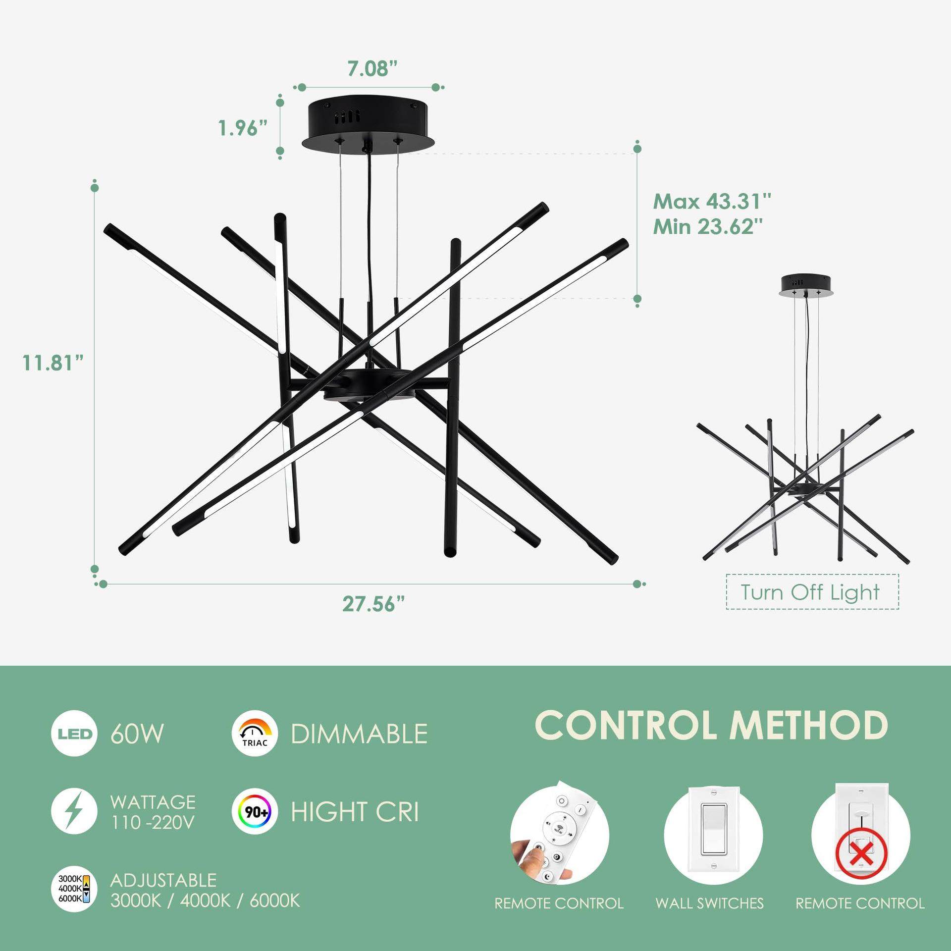 现代轻奢北欧极简客厅卧室卧室可拆卸线条吸顶灯吊灯餐吊创意