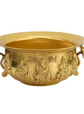 黄铜五路财神聚宝盆摆件如意聚宝盆家用铜盆店铺开业聚宝盆礼品