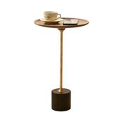 法式 复古边几现代简约角几小户型客厅家用轻奢圆几胡桃木色小圆几