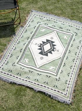 露营毯camping野营线毯波西米亚毯沙发毯棋盘格毯子户外露营盖毯