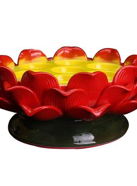红色七星灯座佛前供灯莲花灯座佛具酥油灯烛台酥油粒灯座