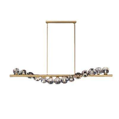 黄铜餐厅吊灯北欧灯具后现代轻奢饭厅灯创意个性长条吧台水晶