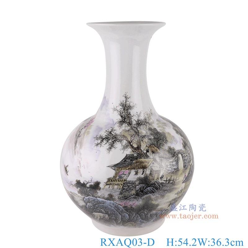 景德镇陶瓷青花缠枝莲山水赏瓶家居酒店客房青花瓷花瓶装饰摆件