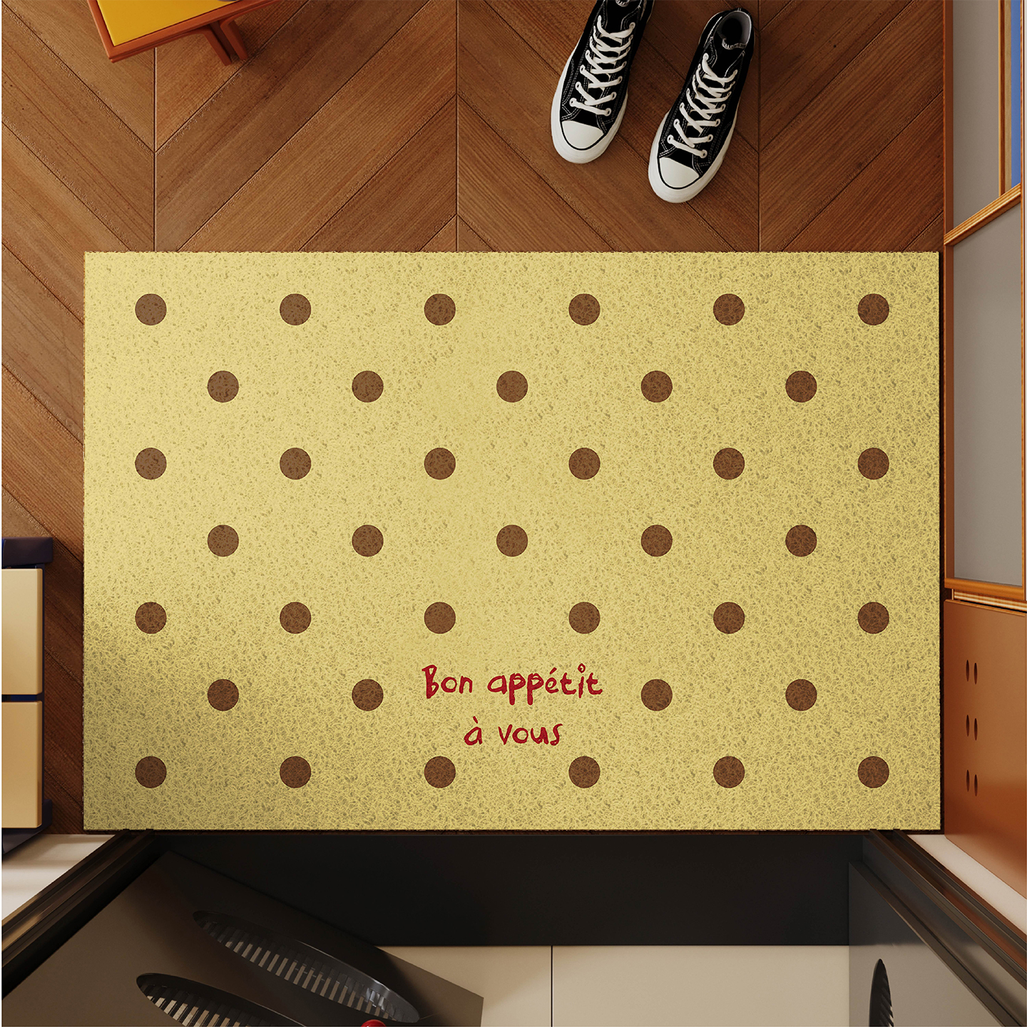 现代简约波点入户门地垫丝圈防滑