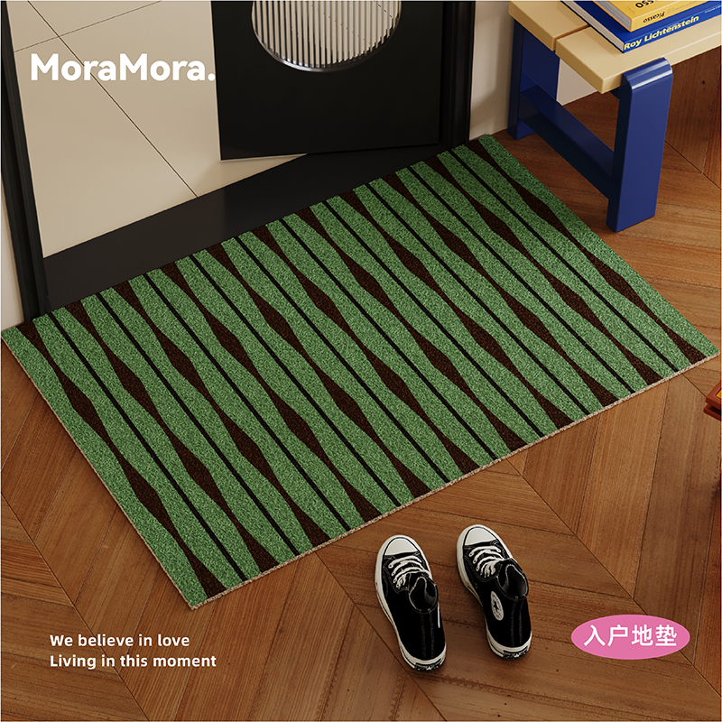 高级感中古风入户地垫丝圈防滑脚垫耐脏地毯可裁剪门口门外进门垫