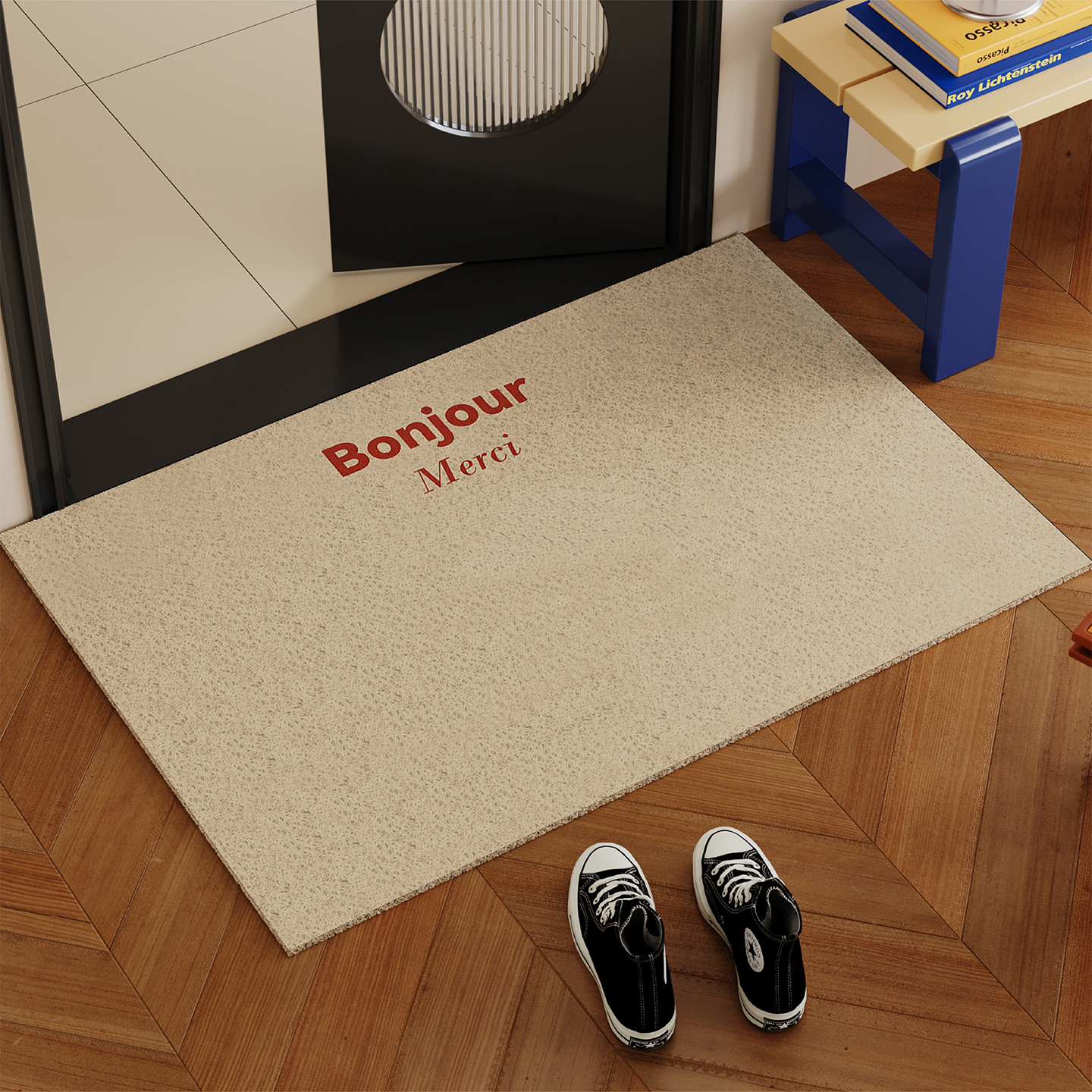 现代简约纯色入户门地垫丝圈防滑