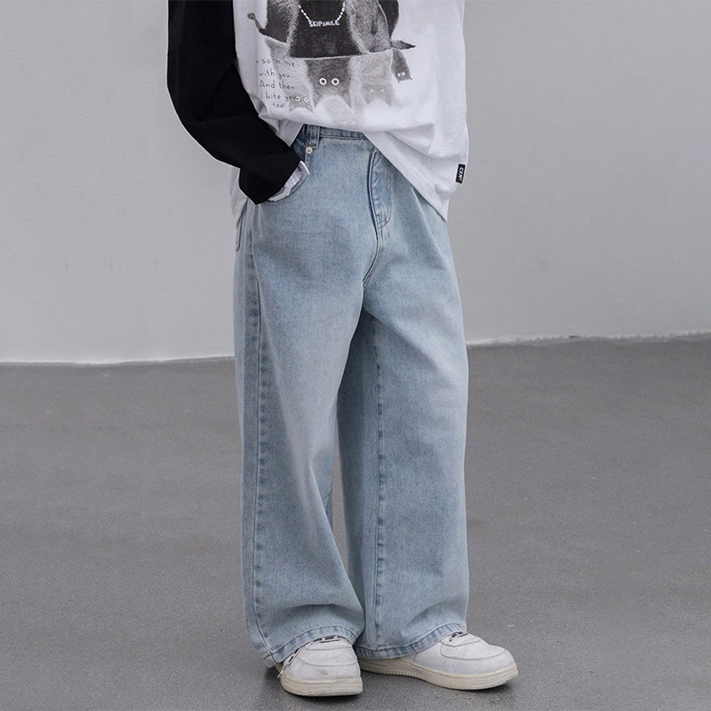 女童牛仔裤儿童宽松直筒裤