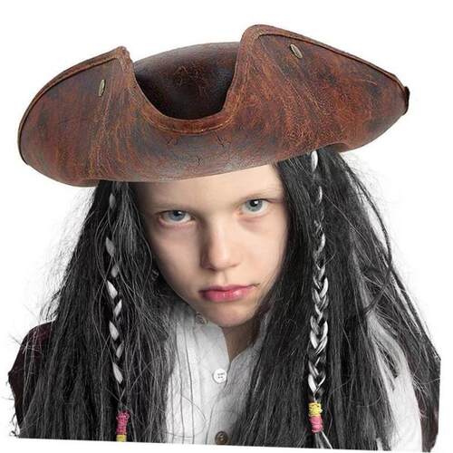 Pirate Tricorn Hat 加勒比海盗三角帽皮革海盗杰克船长帽