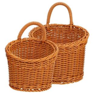 2 Pcs Basket Hand Woven Onion Potato Ginger Garlic Storage