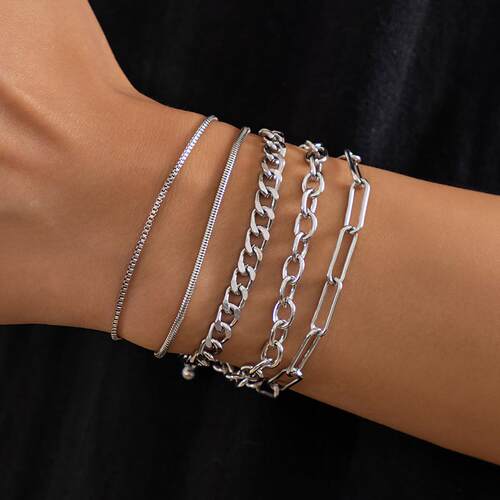 Metal chain bracelets 5 set银色多层金属炼条手錬5件套bracelet