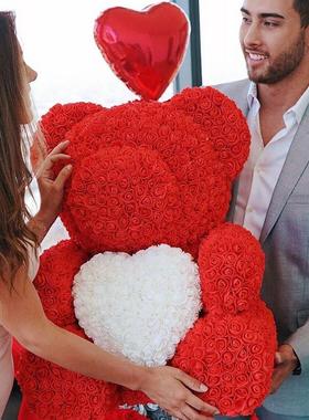 25/40cm Rose Bear Heart Artificial Flower Rose Teddy Bear Fo